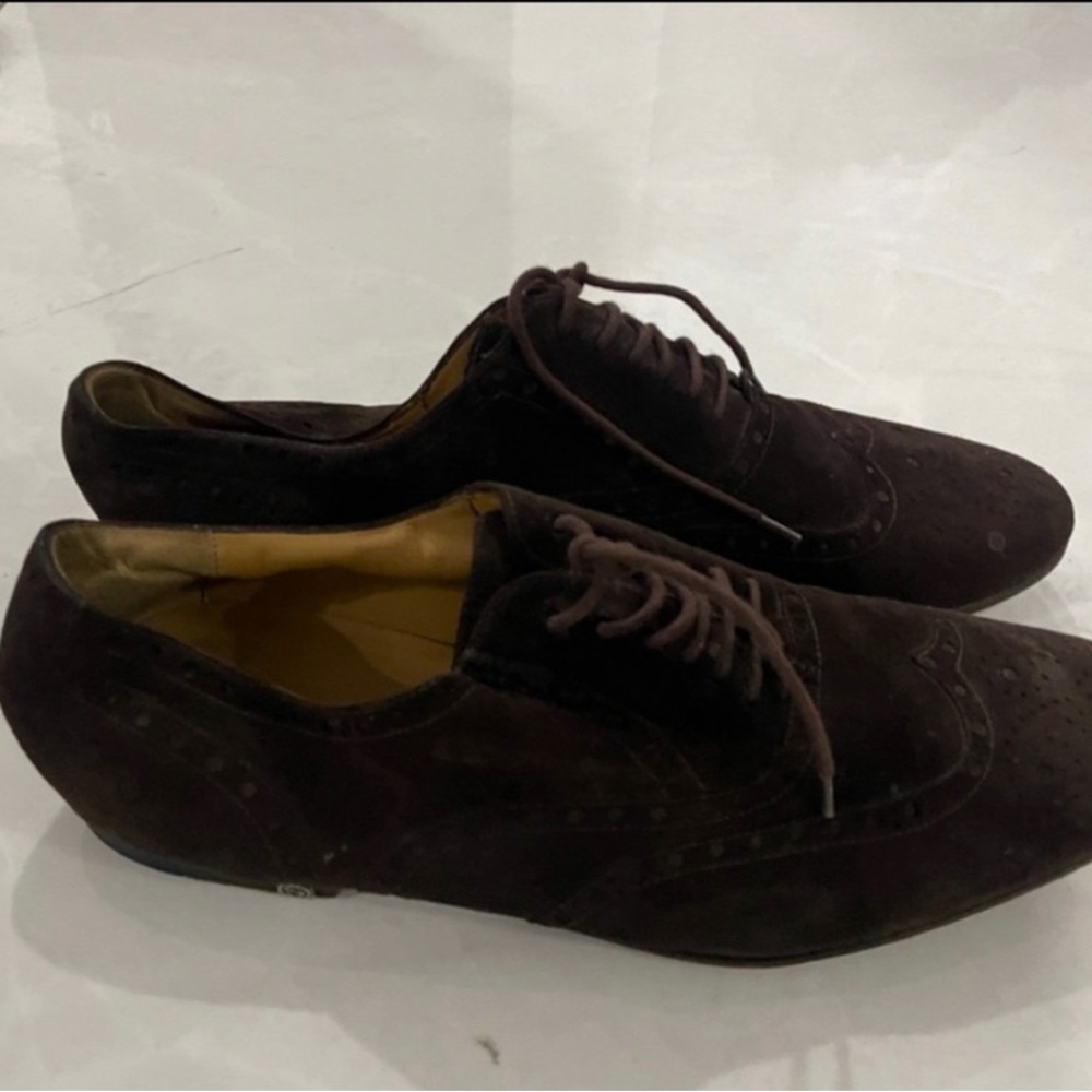 Gucci Men's Dark Brown Suede Brogue Oxfords